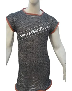 Sleeveless Aluminum Chain Mail Hauberk Flat Riveted Chest 52